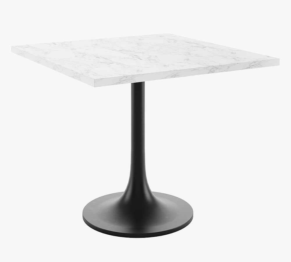 36" Square Pedestal Dining Table, Marble Top, Tulip Base - Image 0