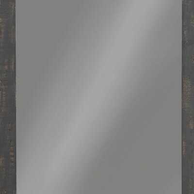 Mirror With Rustic Wooden Frame And Raised Edges, Gray - Image 0