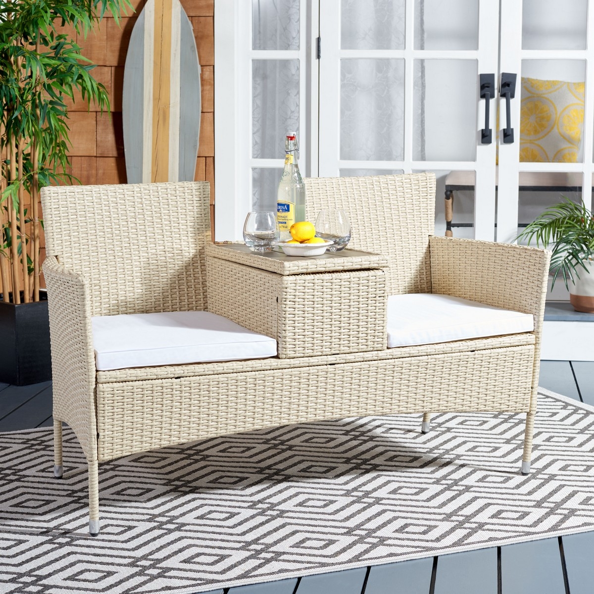 Viora Loveseat - Beige / White - Safavieh - Image 1