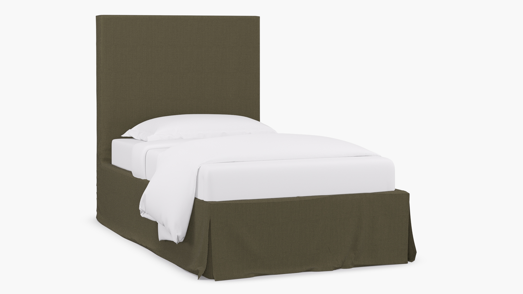 Slipcovered Bed, Olive Everyday Linen, Twin - Image 0