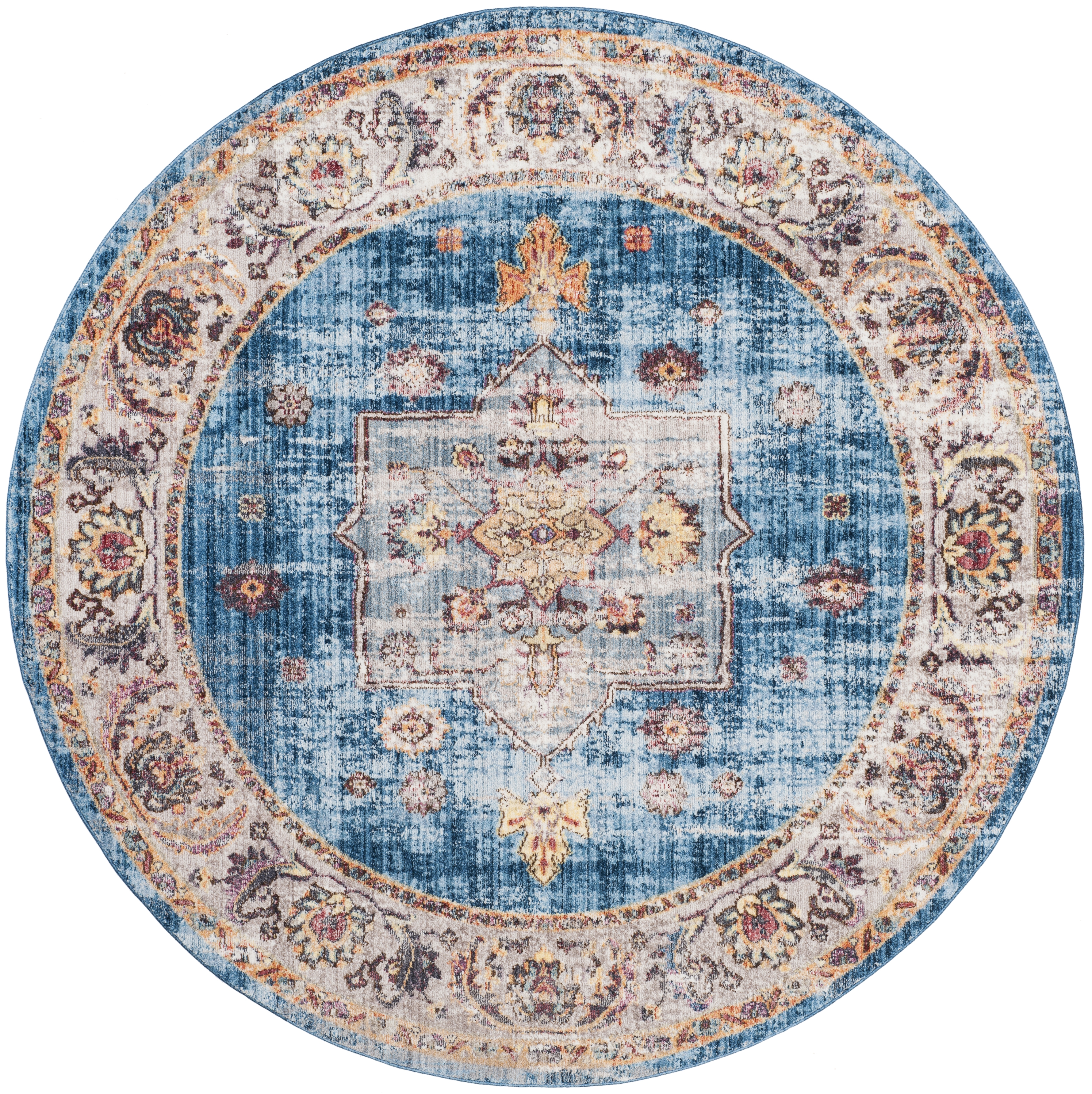 Arlo Home Woven Area Rug, BTL349C, Blue/Ivory,  7' X 7' Round - Image 0