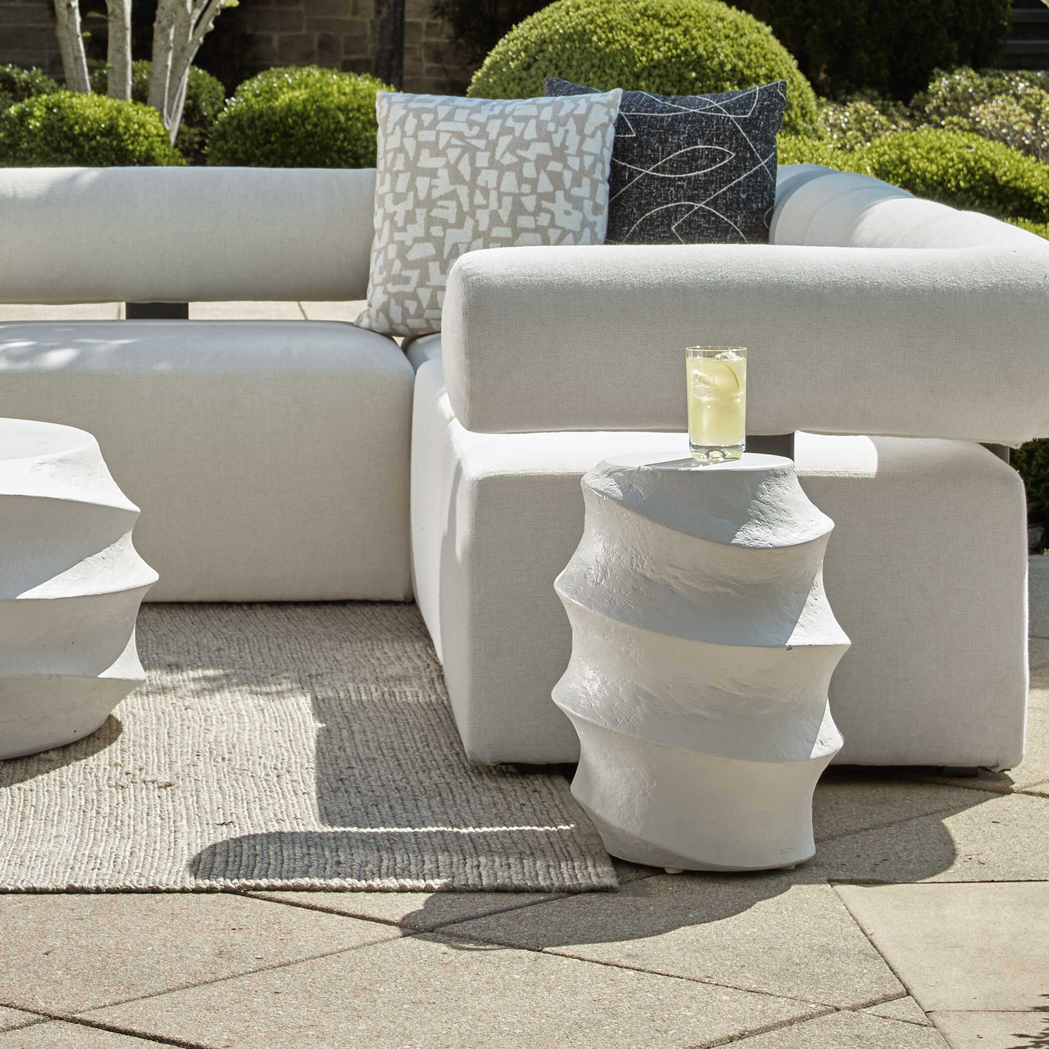 Winded Outdoor White Accent Table - Image 1