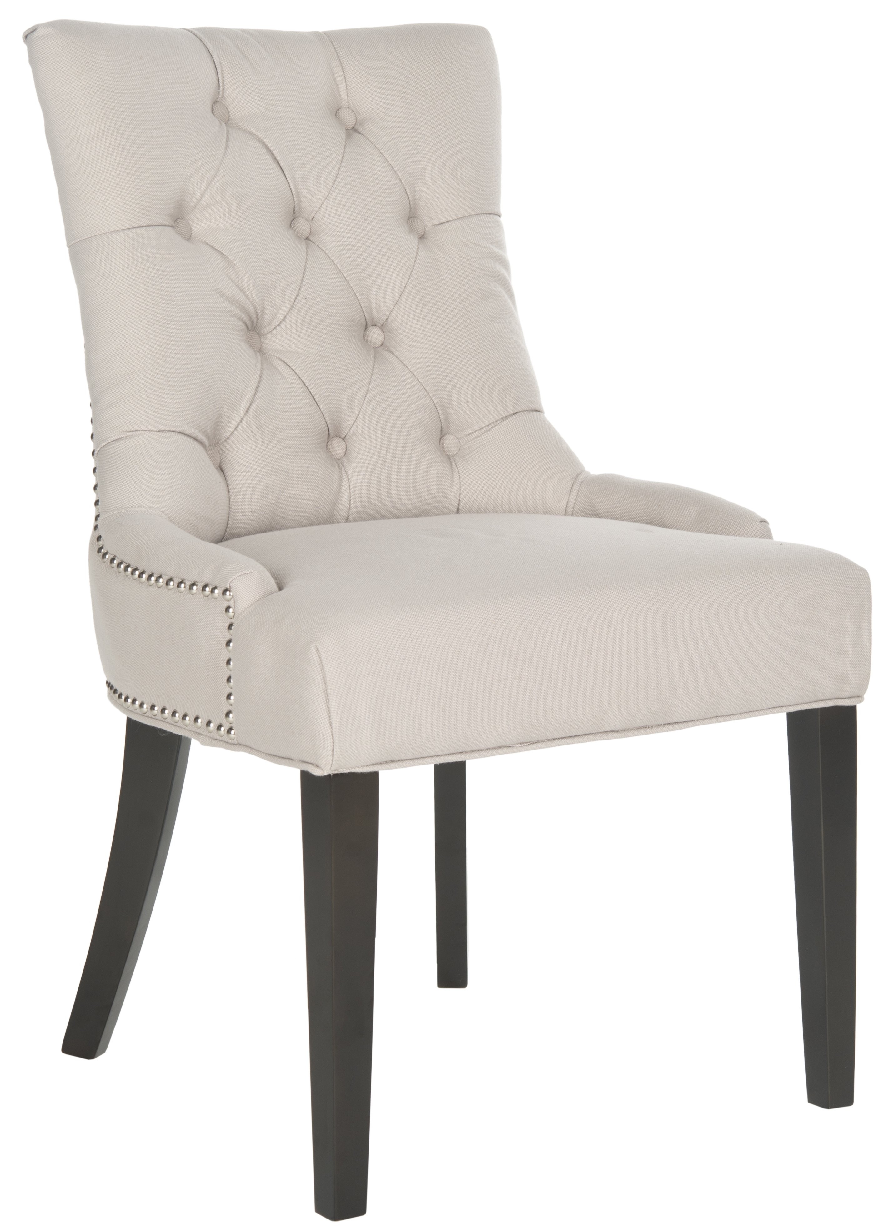 Harlow 19''H Tufted Ring Chair (Set Of 2) - Silver Nail Heads - Taupe/Espresso - Safavieh - Image 2