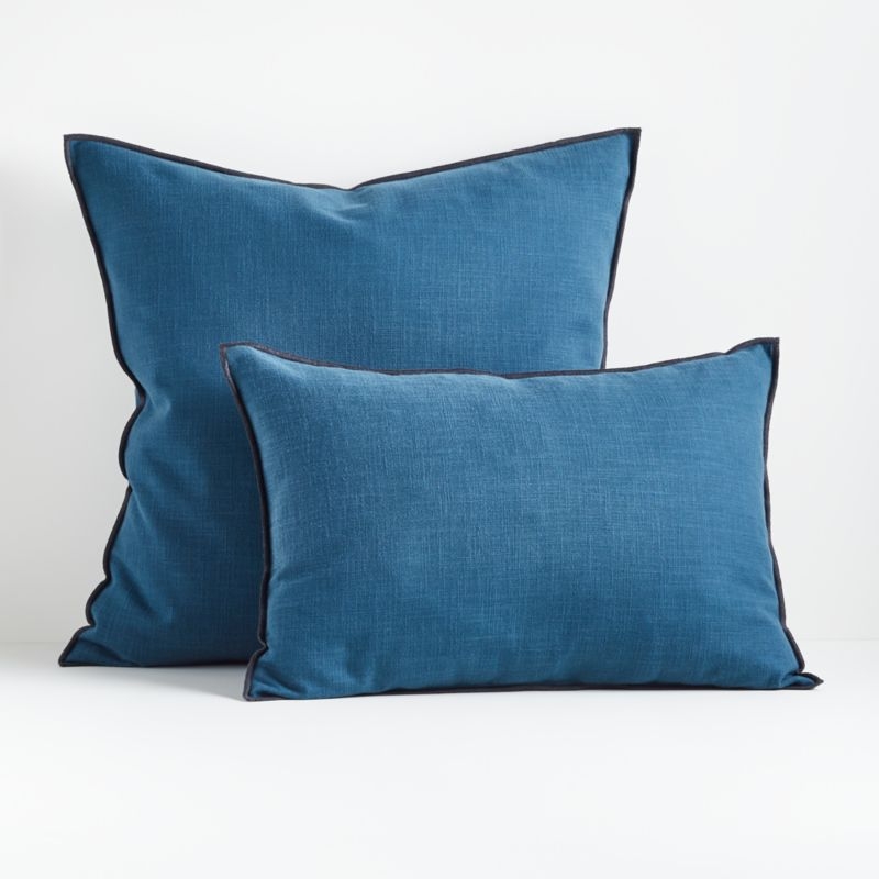 Moonbeam 22"x15" Merrow Stitch Cotton Throw Pillow with Down-Alternative Insert - Image 10