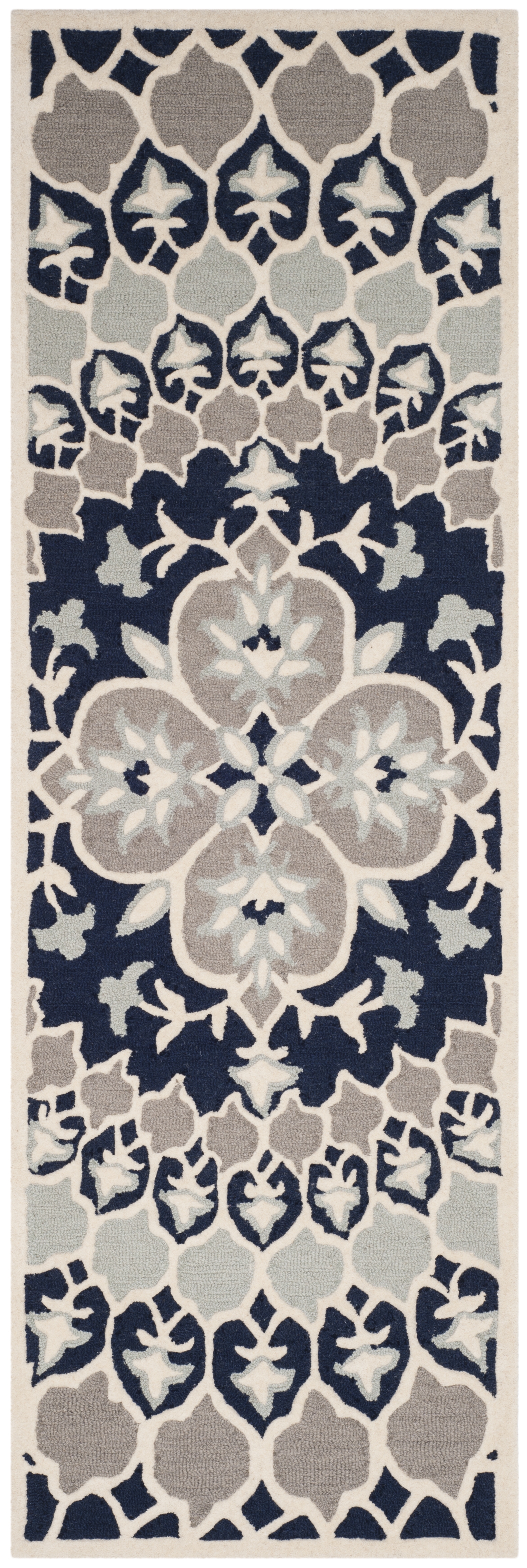 Arlo Home Hand Tufted Area Rug, BLG610C, Navy Blue/Ivory,  2' 3" X 7' - Image 0
