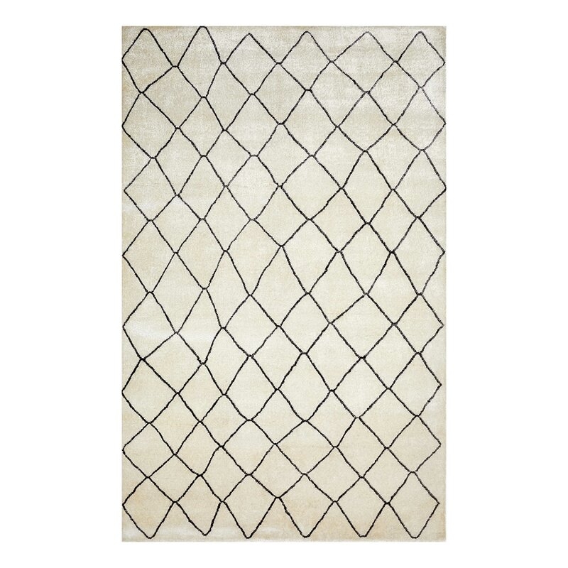 Solo Rugs The Solo Collection Moroccan Bohemian Hand-Knotted Silk Ivory Area Rug Rug Size: Rectangle 9' x 12' - Image 0