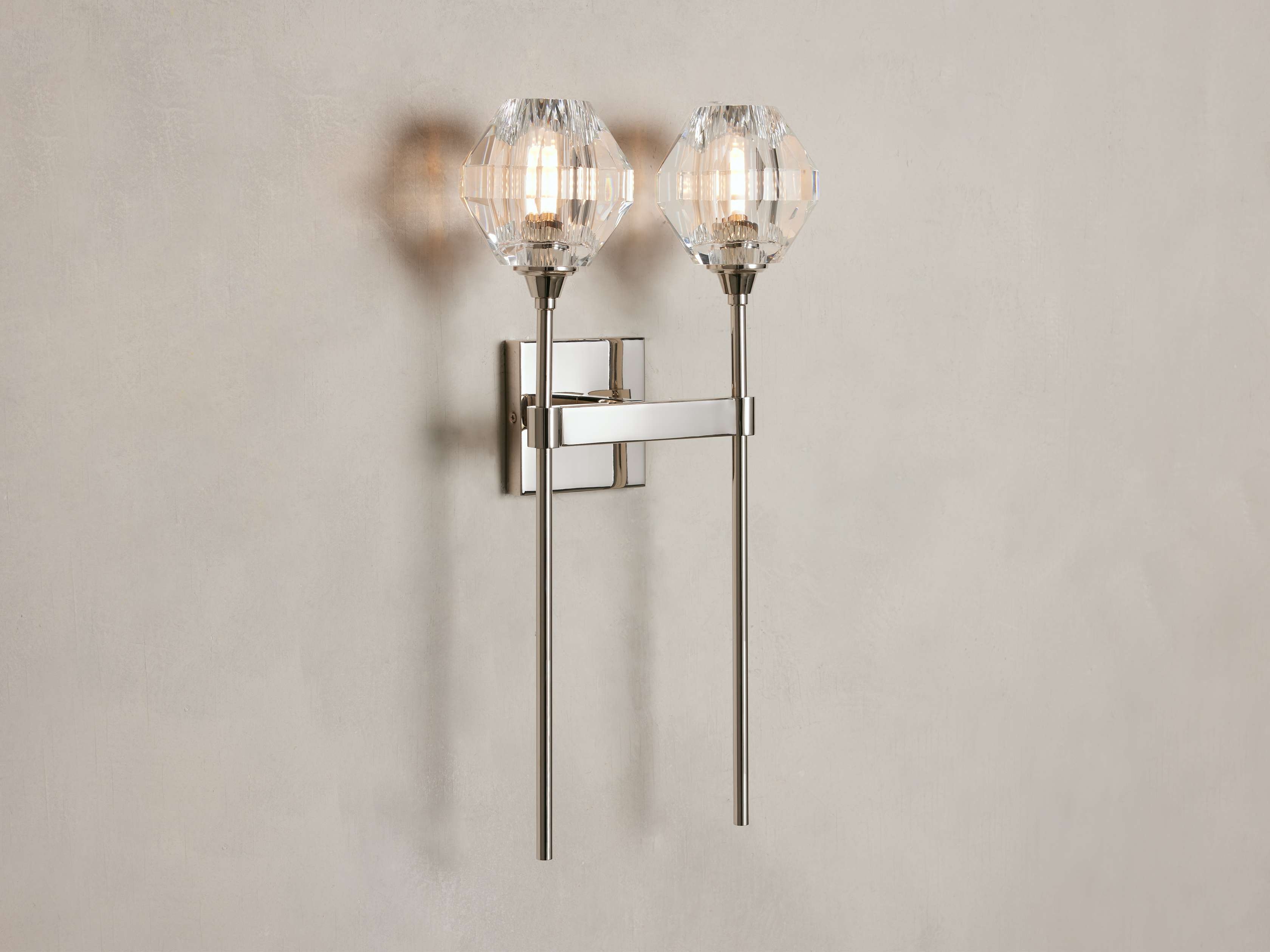 Amoroso Double Sconce in Nickel Crystal Silver - Image 0