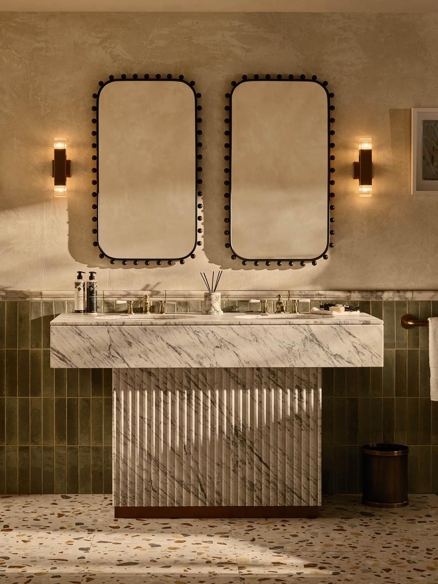 Stellios Double Vanity, Arabescato Marble - Image 0