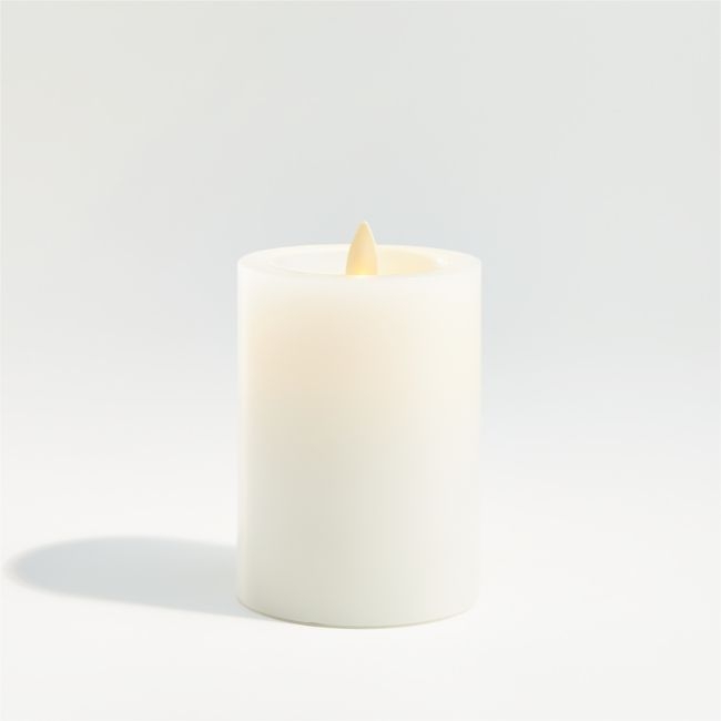 Warm White Flicker Flameless 3"x4" Wax Pillar Candle - Image 0