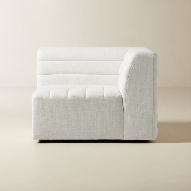 Strato Channeled Ivory Performance Fabric Corner Chair - Image 0