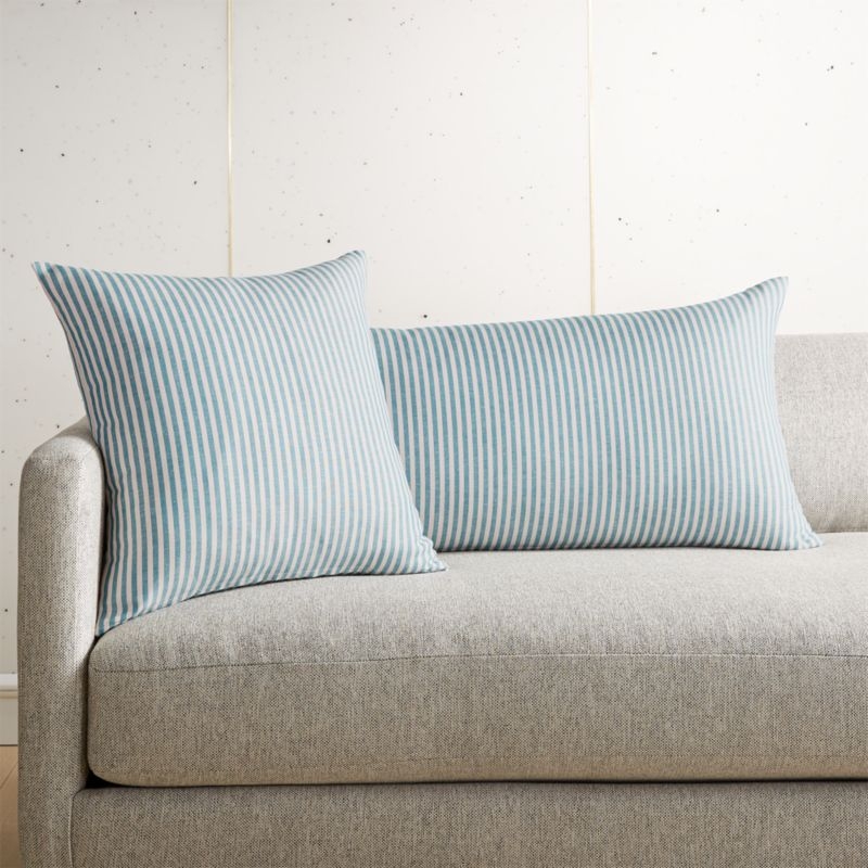 18" Costa Nova Linen Stripe Pillow with Down-Alternative Insert - Image 1