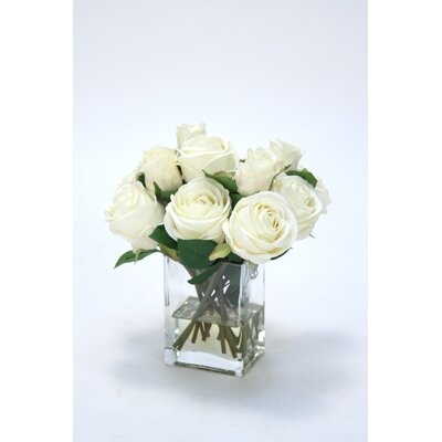 Silk Roses Floral Arrangement in Vase - Image 0