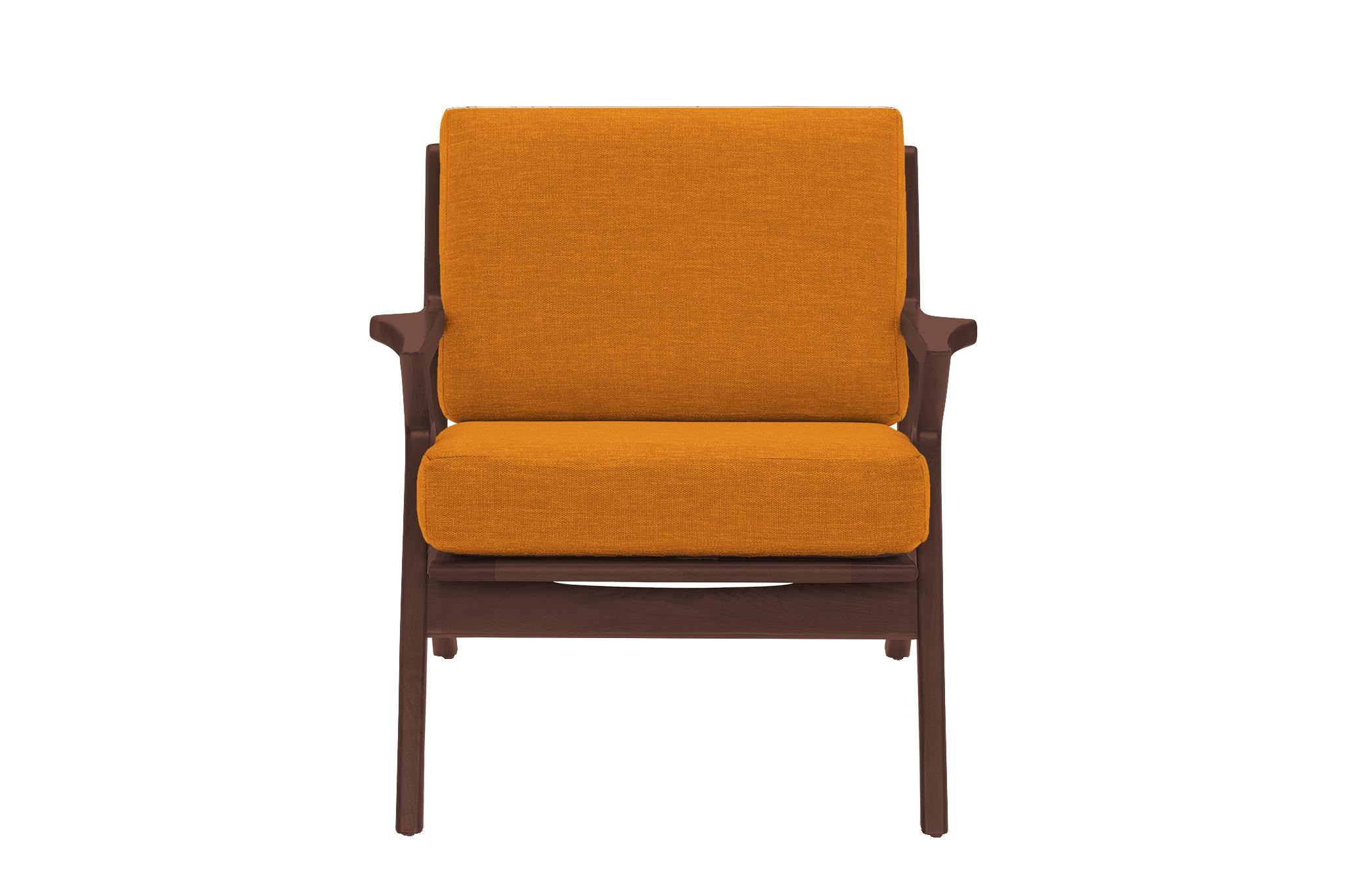 Yellow Soto Mid Century Modern Apartment Chair - Cordova Amber - Walnut - Image 0