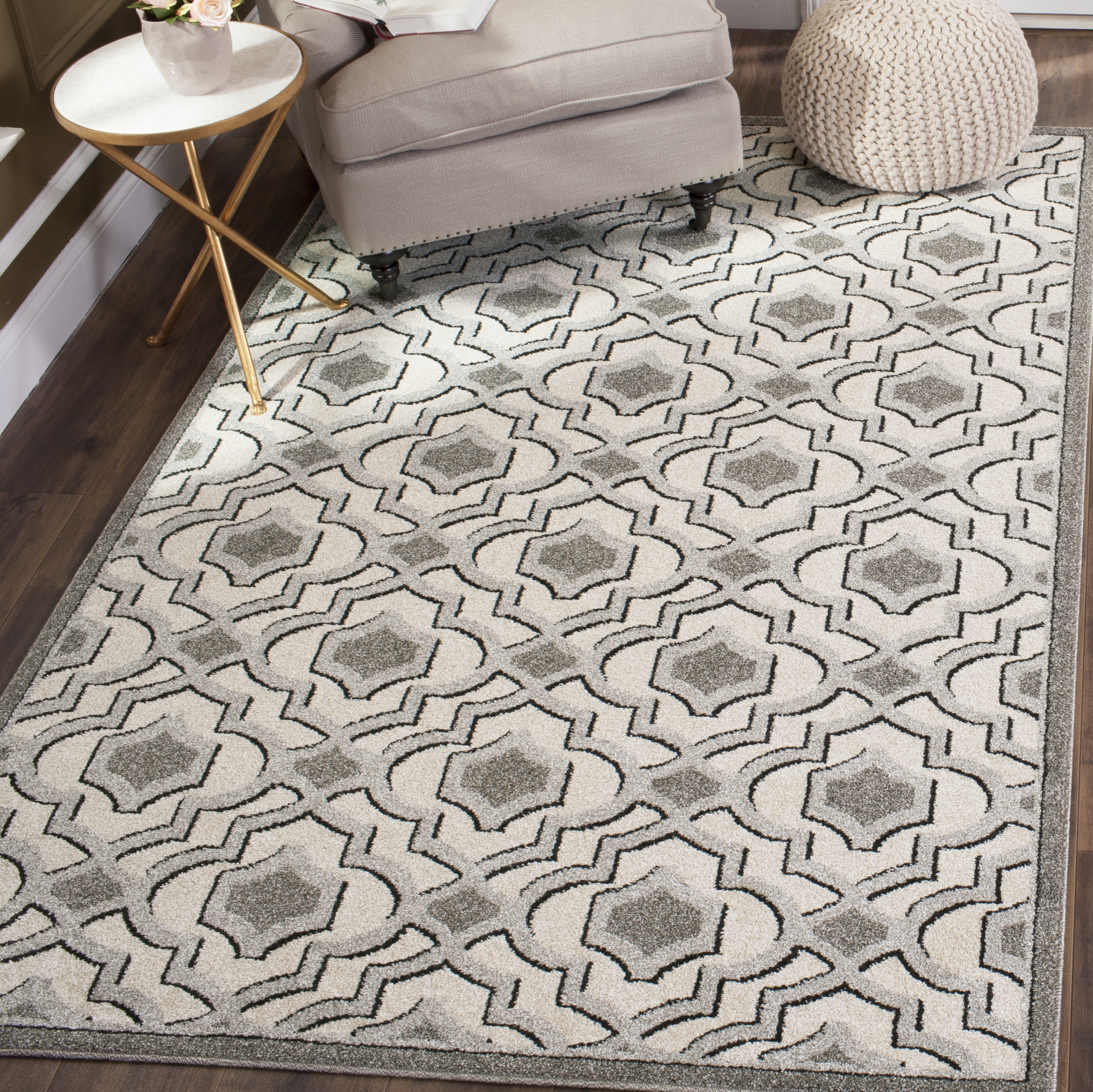 Arlo Home Indoor/Outdoor Woven Area Rug, AMT432E, Ivory/Grey,  4' X 6' - Image 1