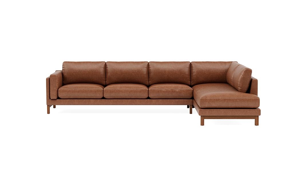 Gaby Leather 4-Seat Sectional with Right Bumper - Image 0
