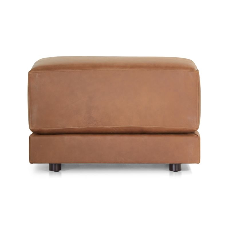 Gather Deep Leather Ottoman - Image 1