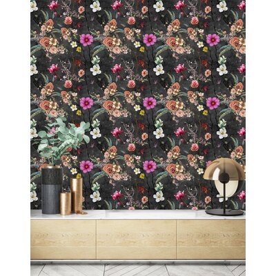 Athelia Hand Painted Flowers Peel and Stick Wallpaper Roll - Image 0