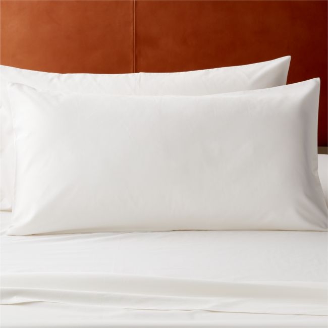Organic Cotton Sateen 520 Thread Count Ivory King Pillow Shams Set of 2 - Image 0
