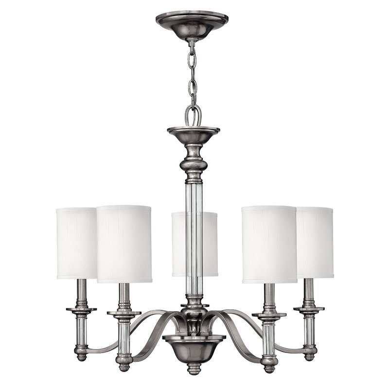 Sussex 5 - Light Shaded Classic / Traditional Chandelier Finish: Brushed Nickel - Image 0