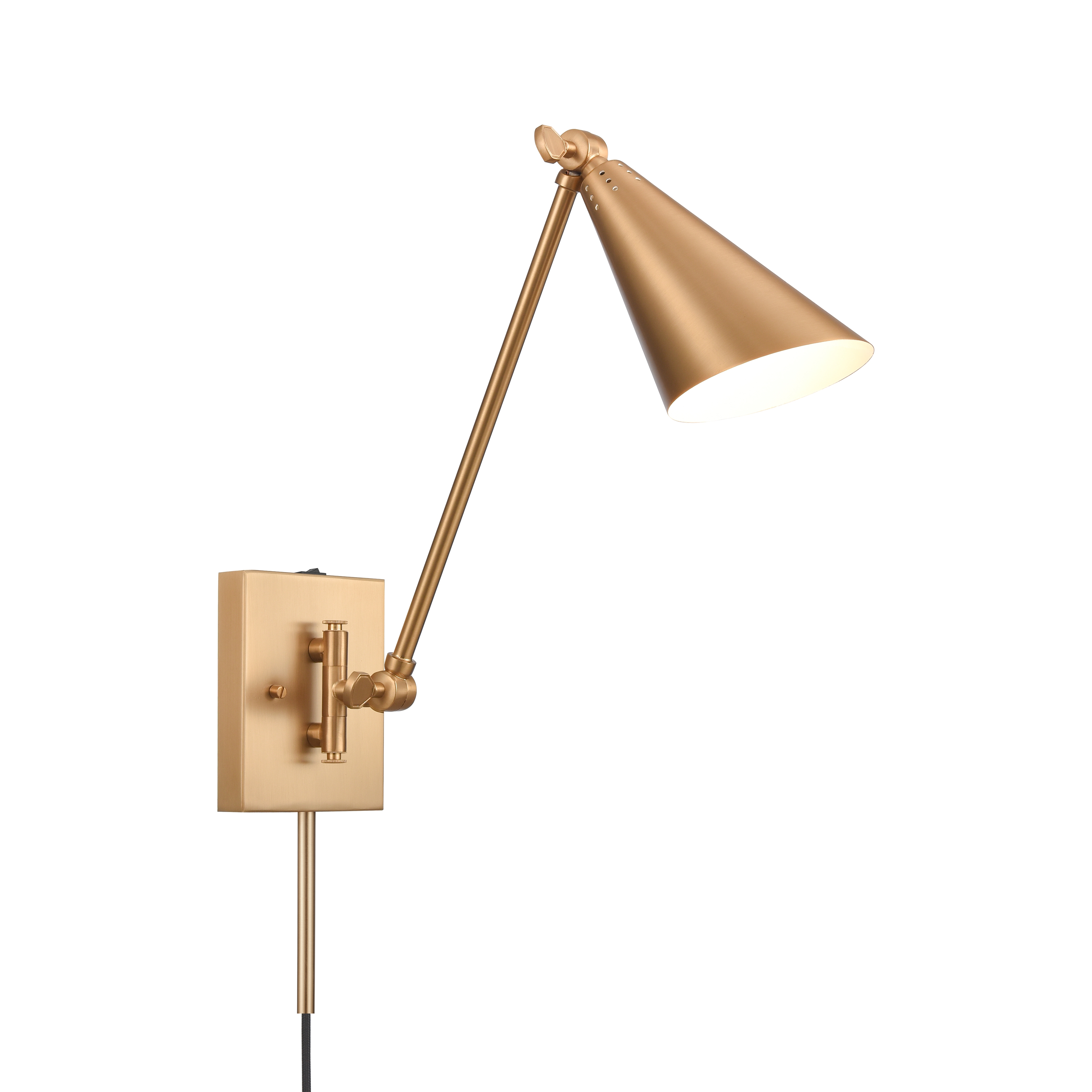 Whitmire 10.5'' High 1-Light Plug-In/Hardwire Sconce - Brushed Gold - Image 2