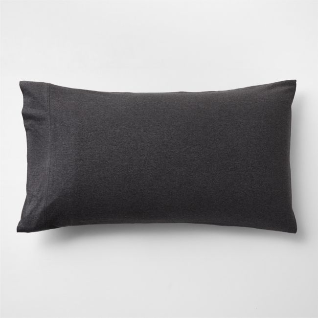 Cozysoft Organic Cotton Jersey Charcoal Grey King Pillow Sham - Image 0