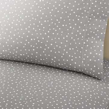 Flannel Tossed Dots Pillowcase, S/2, Gray, WE Kids - Image 3