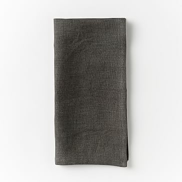 European Flax Linen Napkin, Set of 4, Solid, Slate - Image 0