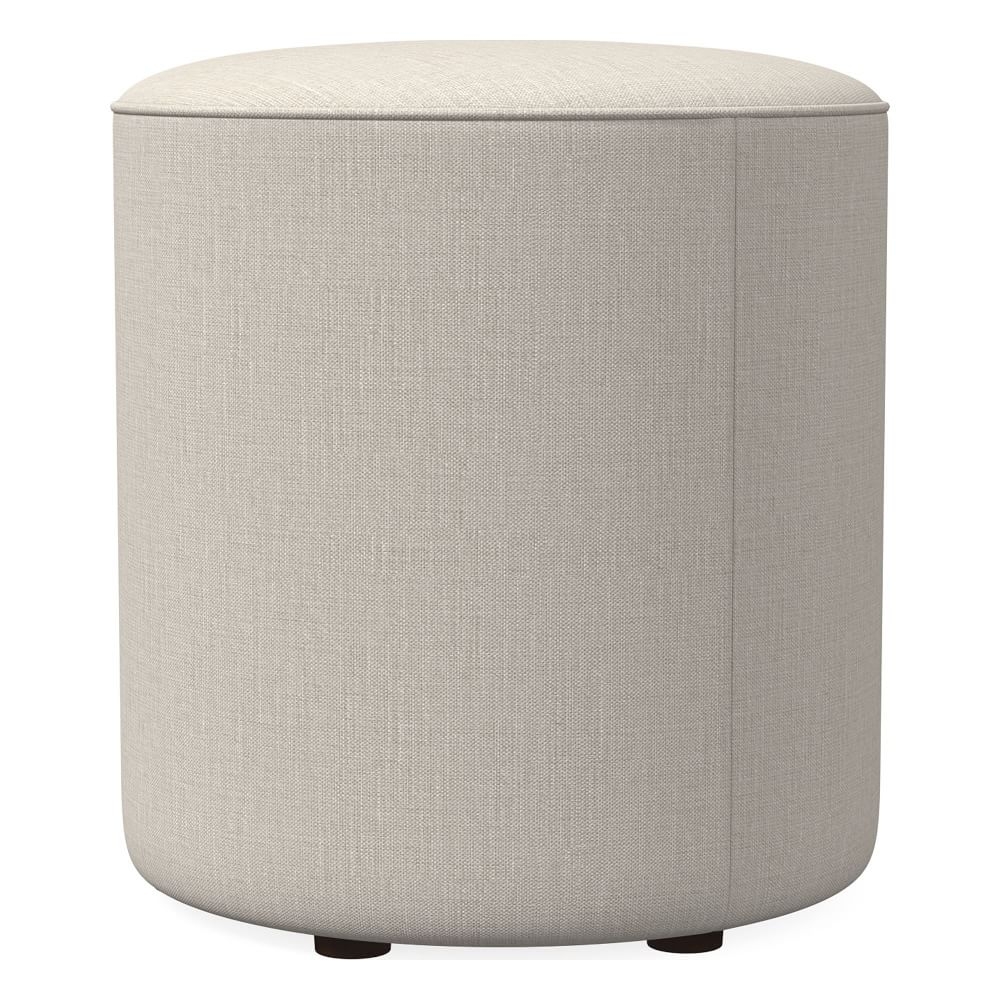 Isla Small Ottoman, Poly, Yarn Dyed Linen Weave, Alabaster, Concealed Supports - Image 0