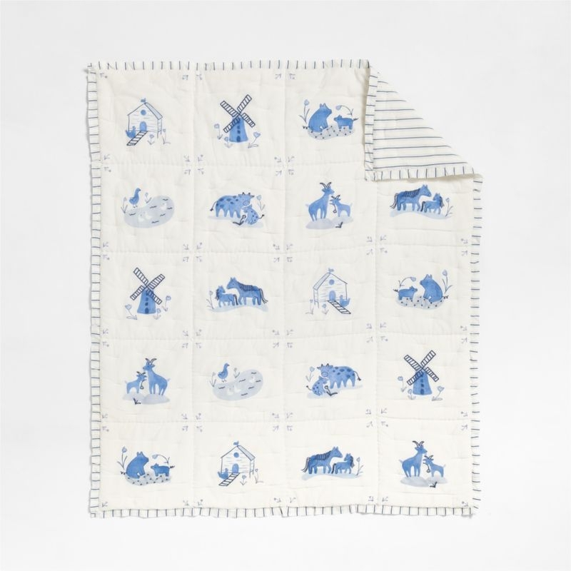 Painted Pasture Organic Cotton Voile Baby Crib Quilt - Image 3