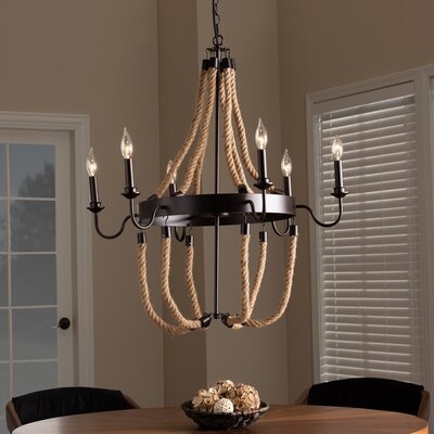 Folkston 6 - Light Candle Style Empire Chandelier with Rope Accents - Image 0
