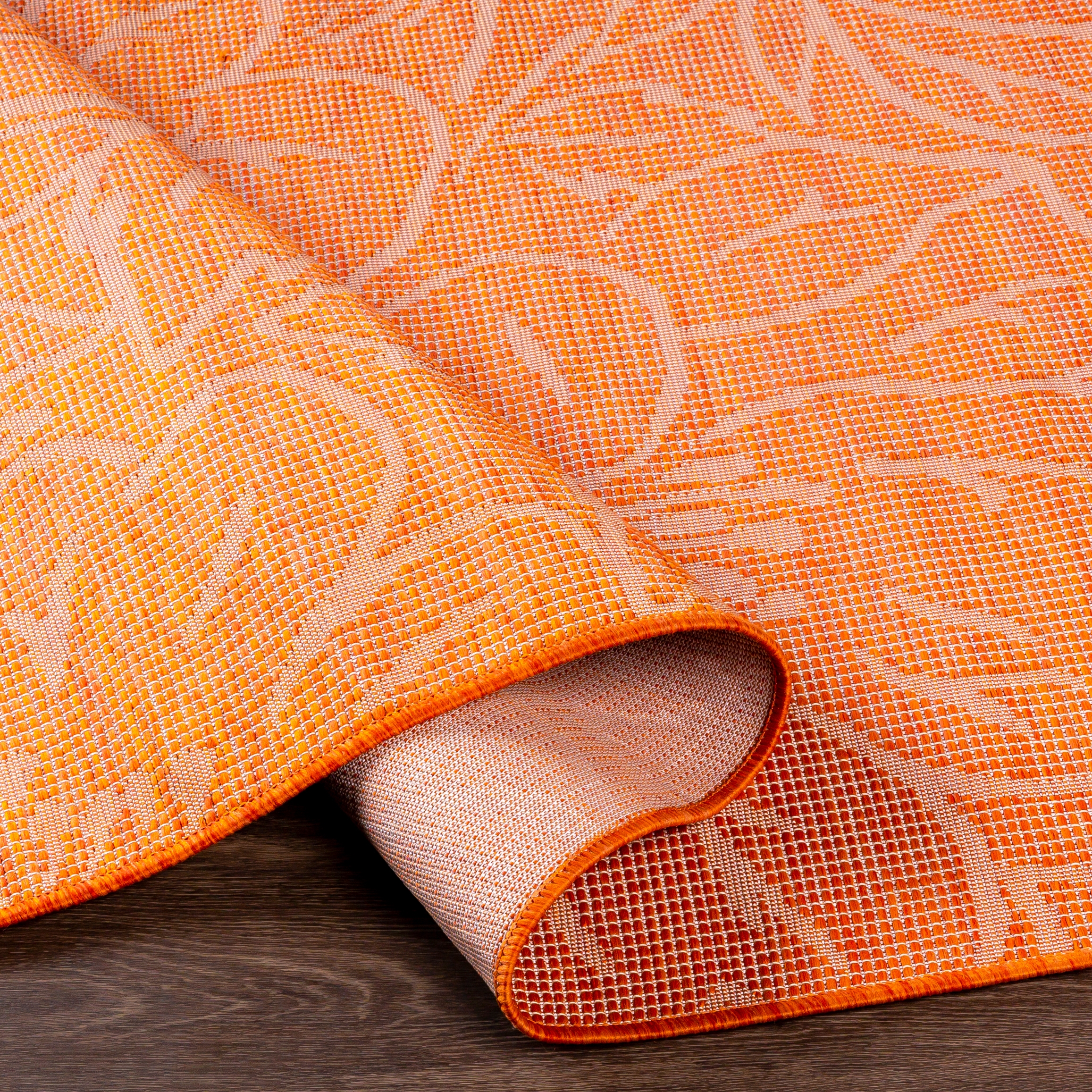 Pasadena Orange Outdoor 2'6" x 7'3" Machine Woven Rug - Image 4