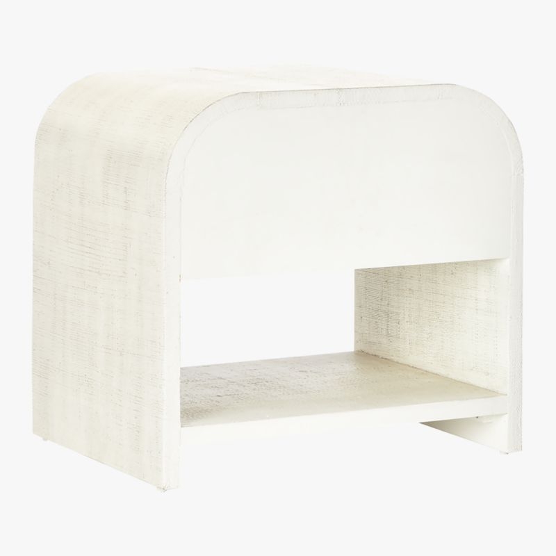 Archer 22" White Lacquered Linen Nightstand with Drawer - Image 6