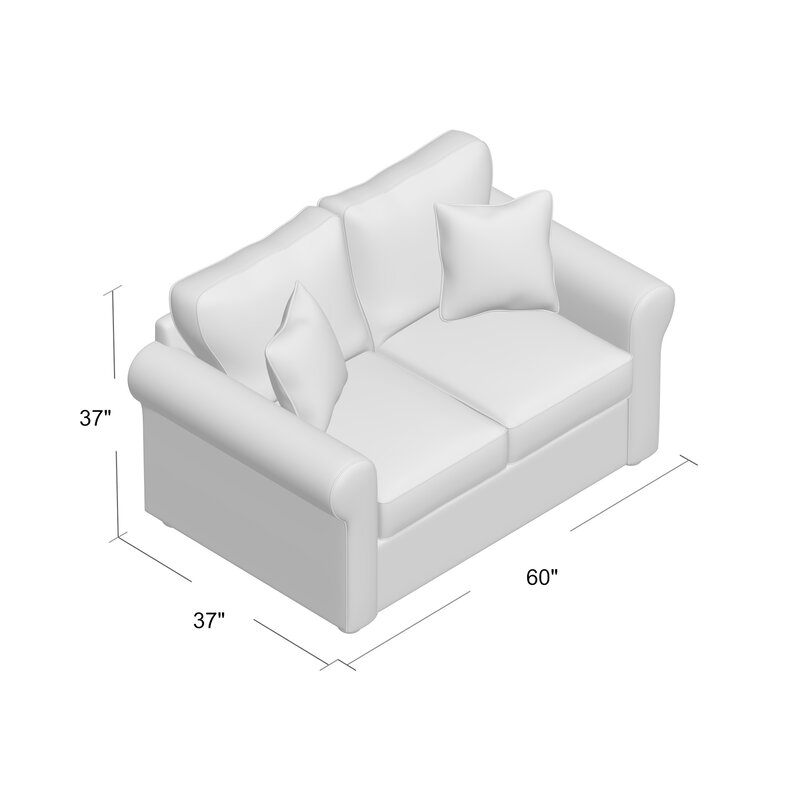 Wolsingham 60'' Rolled Arm Loveseat with Reversible Cushions, Spinnsol Optic White - Image 1
