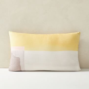 Watercolor Horizon Pillow Cover, 12"x21", Dark Horseradish - Image 0