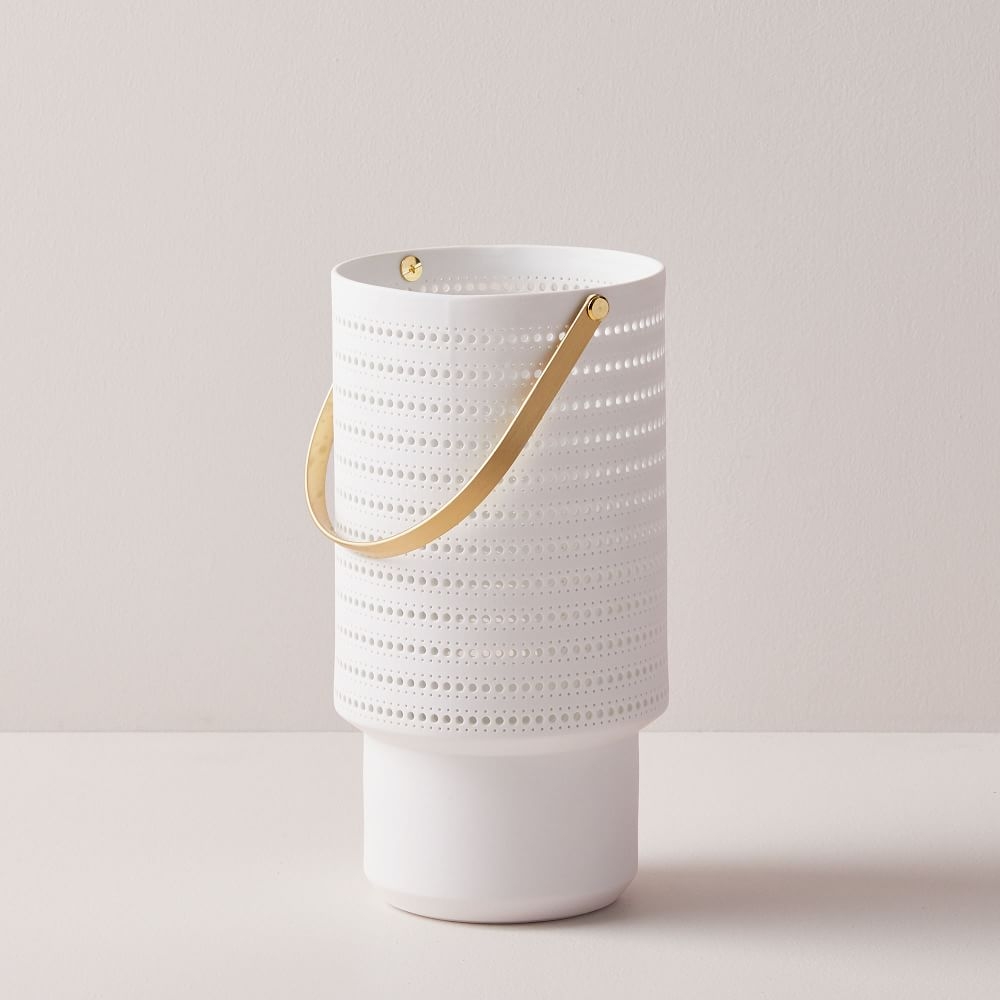 Modern Porcelain Hurricane, Tiered Stand, White - Image 0