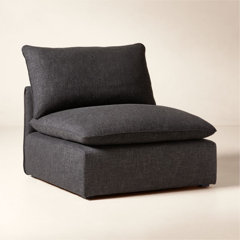 Lumis Dark Grey Performance Fabric Deep Depth Armless Chair - Image 2