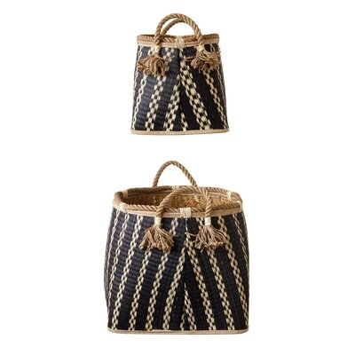 2 Piece Wicker Basket Set with Rope Handles - Image 0