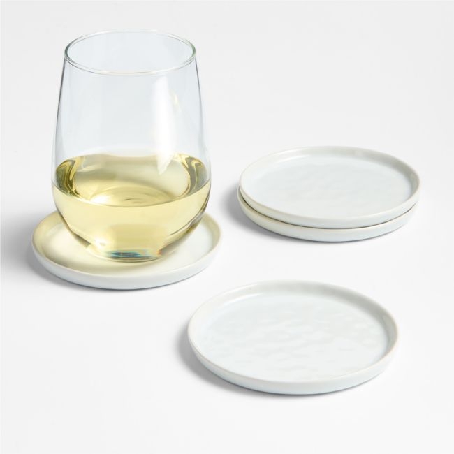 Mercer White Round Porcelain Coasters, Set of 4 - Image 0