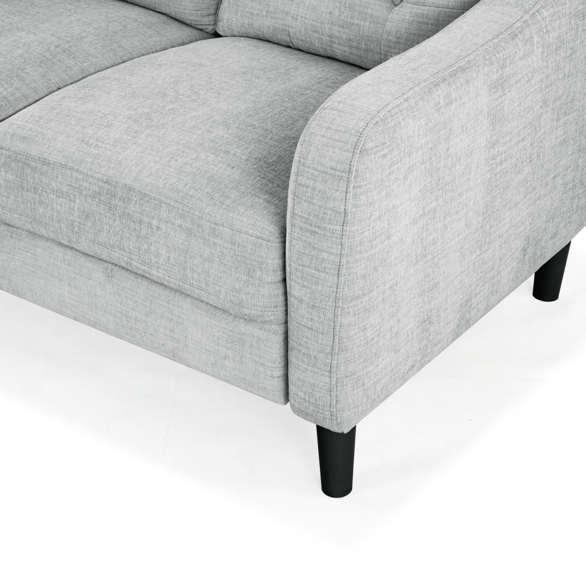 Nathaniel Tufted 3 Seater Sofa - Light Grey - Image 1
