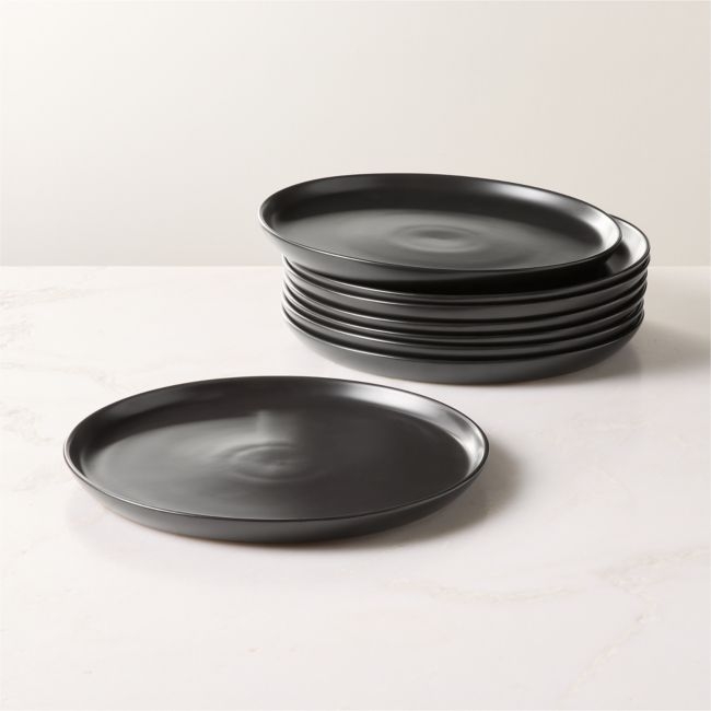 Mori Matte Black Dinner Plates Set of 8 - Image 0