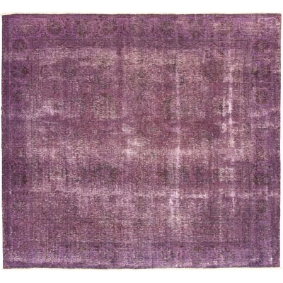 One-of-a-Kind Fiori Hand-Knotted 1980s Overdyed Dark Purple 8'10" x 9'10" Wool Area Rug - Image 0