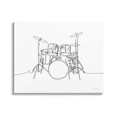 Drum Kit Musician Line Doodle - Wrapped Canvas Graphic Art - Image 0
