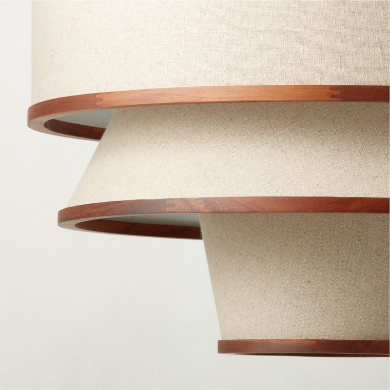 Bruna Walnut Wood and Linen Pendant Light - Image 2