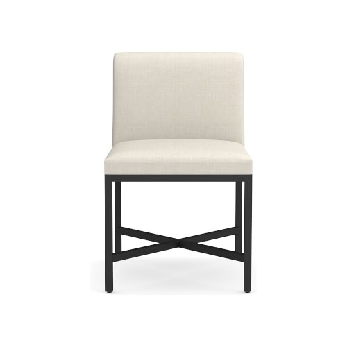Navarro Dining Side Chair, Standard Chair, Performance Linen Blend, Ivory, Bronze - Image 0