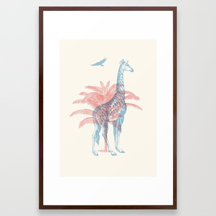 Giraffe - Where They Belong Framed Art Print by Florent Bodart / Speakerine - Conservation Walnut - LARGE (Gallery)-26x38 - Image 0