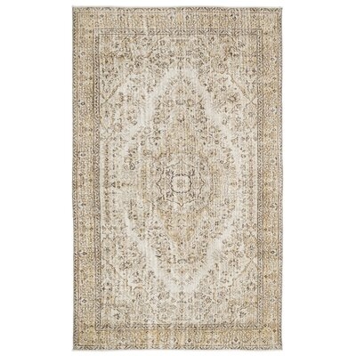 One-of-a-Kind Hand-Knotted 1960s Beige 5'2" x 9'8" Area Rug - Image 0