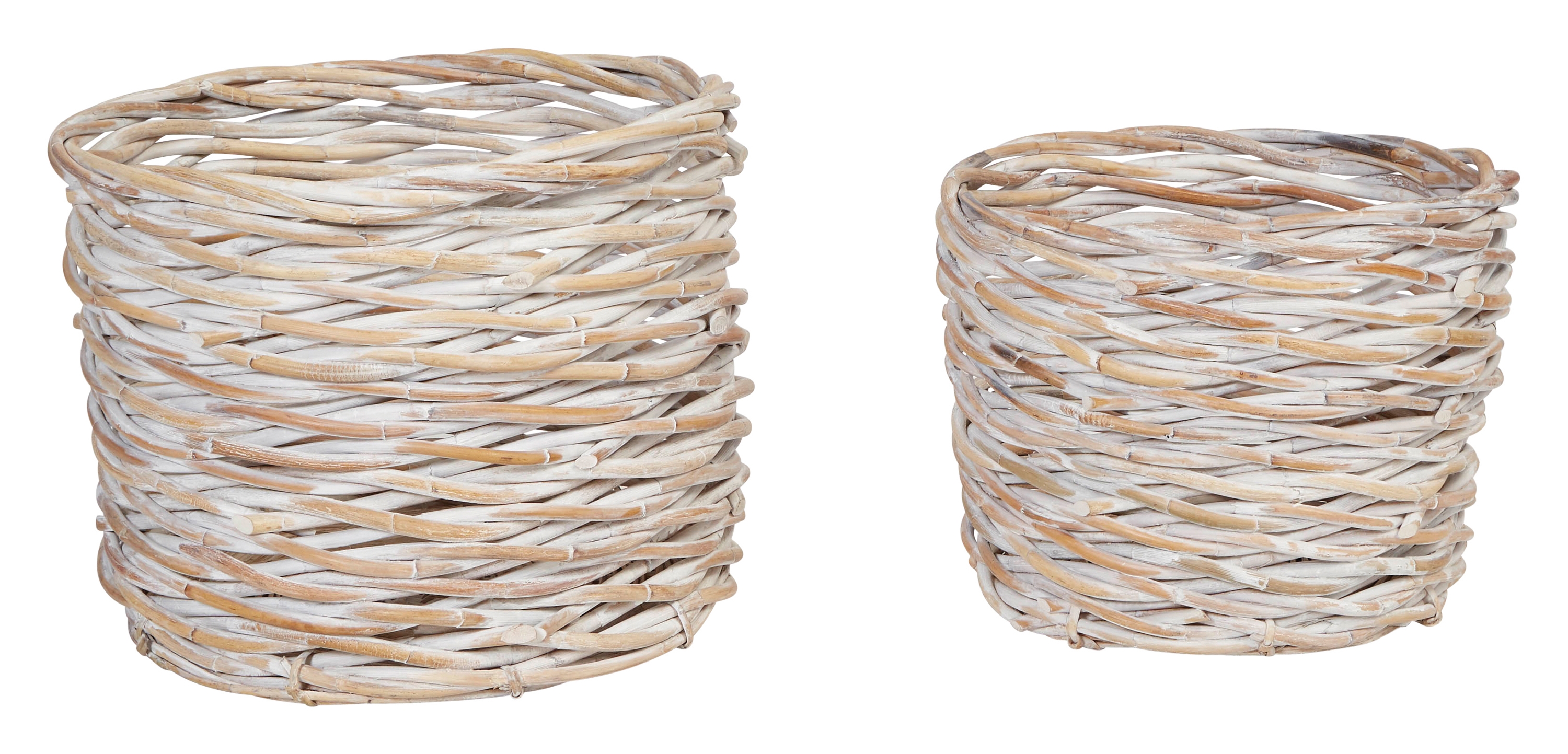 Handwoven Arurog Baskets with Whitewashed Finish (Set of 2 Sizes) - Image 0