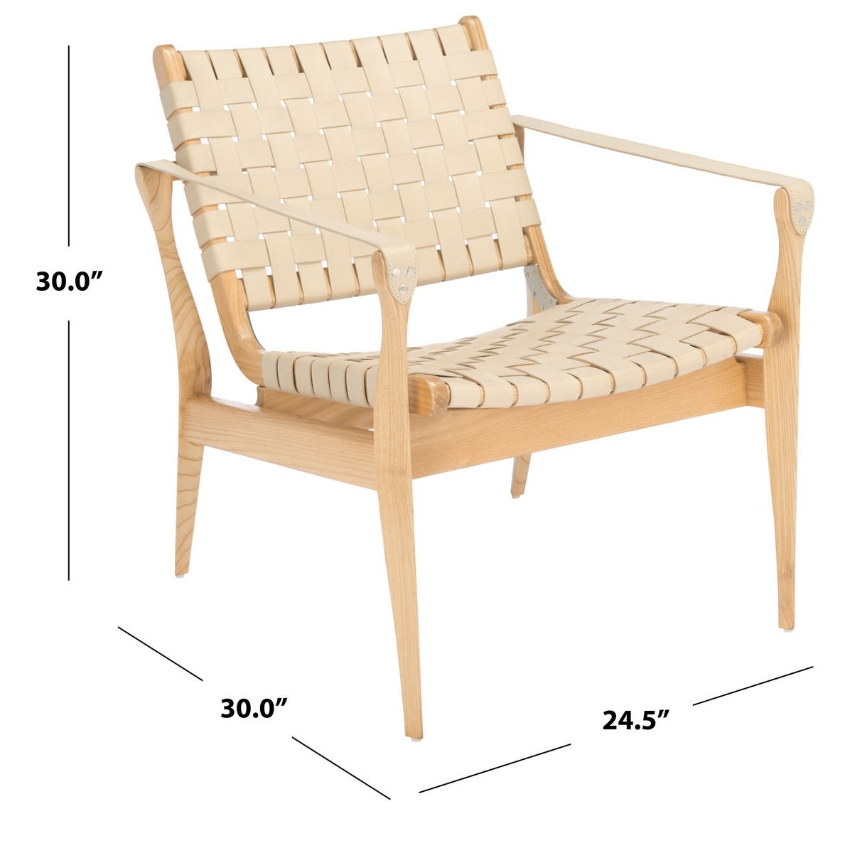 Dilan Leather Safari Chair - White - Image 9