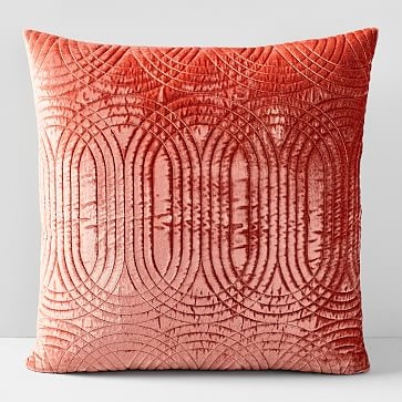 Lush Velvet Infinity Quilted Pillow Cover, Set of 2, Orange Dune - Image 0