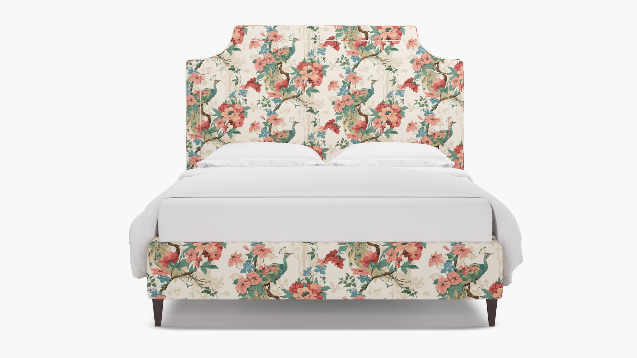 Deco Bed, Rose Peacock Park, Espresso Square Tapered Leg, King - Image 0